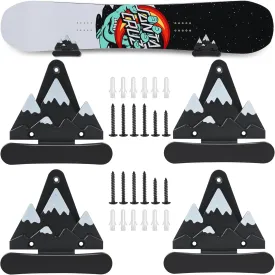 2pcs Snowboard Wall Mount with Hooks, Snowboard Skateboard Hanging Wall Rack, Garage Storage Brackets, Snowboard Display Stand, Wall Art (BlackWhite)