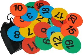 4inch Mini Floor Spot Markers for Classroom Preschool and Kindergarten (Set of 20pcs) (Multicolor Number 1-20)