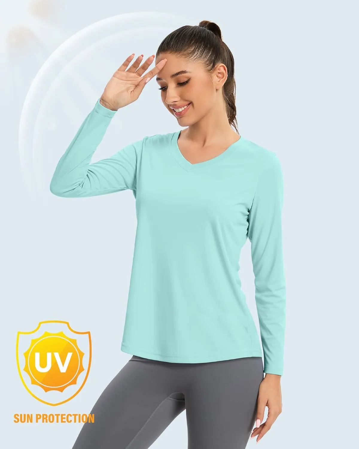 7 Pack Womens Long Sleeve Athletic Shirts UV Sun Protection UPF 50  Quick Dry Workout Running Tops V Neck
