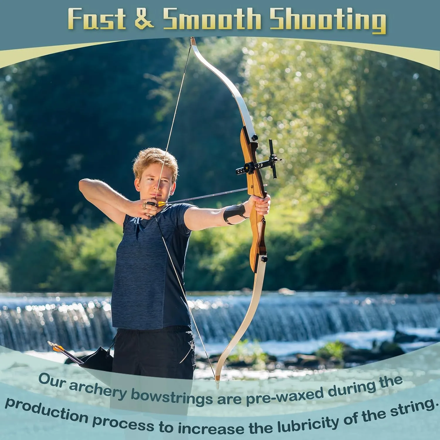 Archerest Archery Bowstrings-AMO 52" to 68" in 12 14 16 Strands, Recurve Bow String Replacement Bowstring for Traditional Longbow, Fast Flight Plus Bow String, Universal Archery Equipment