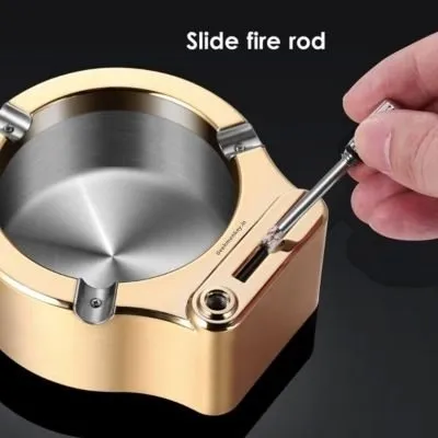 Ashtray with Match Lighter - Random Color