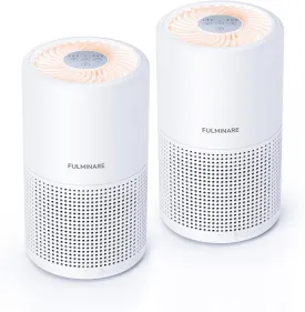 FULMINARE Air Purifiers for Bedroom H13 True HEPA Air Filter Quiet Air Cleaner With Night Light Portable Small Air Purifier for Home, Office, Living Room (White 2 Pack)