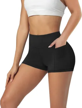 GAYHAY Biker Shorts for Women with Pockets - 8"/5"/3" Booty High Waisted Black Spandex Volleyball Short for Workout Yoga