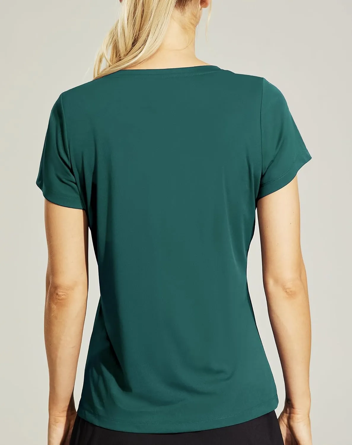 Haimont Women's Quick Dry Short Sleeve T-Shirts V-Neck UPF 50  Tops Workout Athletic Fitness Running, Moisture Wicking