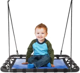 Hey Play Platform Tree Swing for Kids - Outdoor Rectangular Swing, 40x30in - Blue/Black