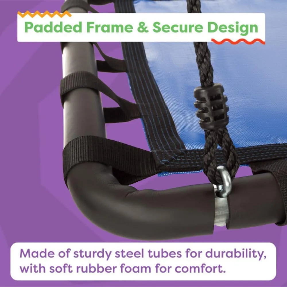 Hey Play Platform Tree Swing for Kids - Outdoor Rectangular Swing, 40x30in - Blue/Black