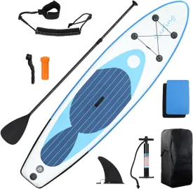 Inflatable Stand Up Paddle Board, 10.8ft Wide Stance PVC Paddleboard with Extendable Paddle for Adults, Non-Slip Comfort Deck Paddleboarding Accessories Kit with Pump & Carry Bag