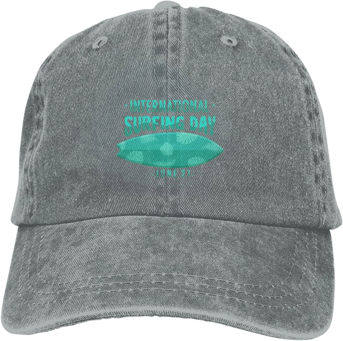 International Surfing Day Fonts and Surfboards Baseball Cap for Men Women Hats Adjustable Denim Hat Dad Hat