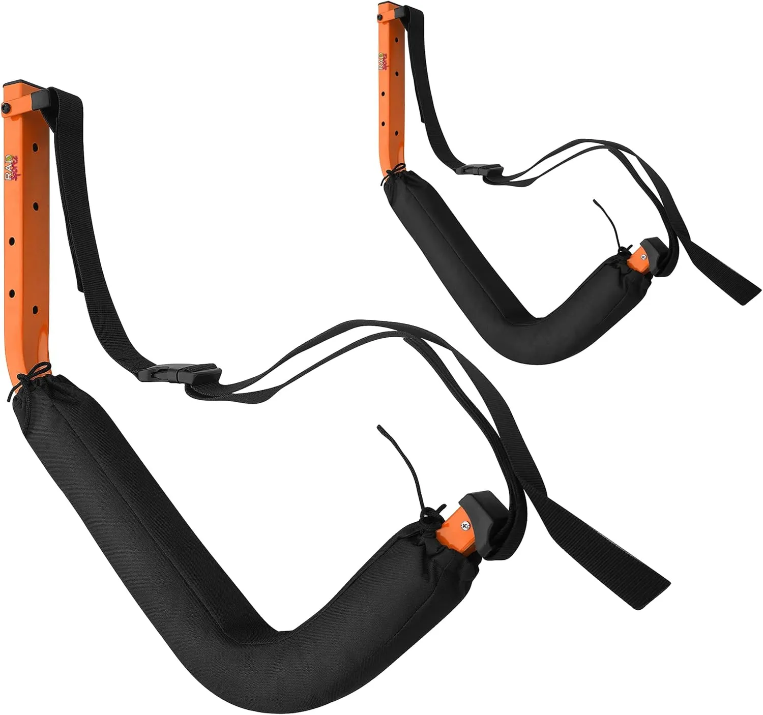Kayak Storage Hooks - Set of 2 Wall Mount Garage Hangers - 125lbs Capacity Rack for Paddleboards, Surfboards, or Snowboards by Rad Sportz (Orange)