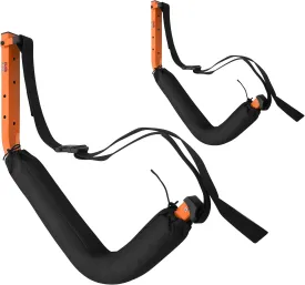 Kayak Storage Hooks - Set of 2 Wall Mount Garage Hangers - 125lbs Capacity Rack for Paddleboards, Surfboards, or Snowboards by Rad Sportz (Orange)