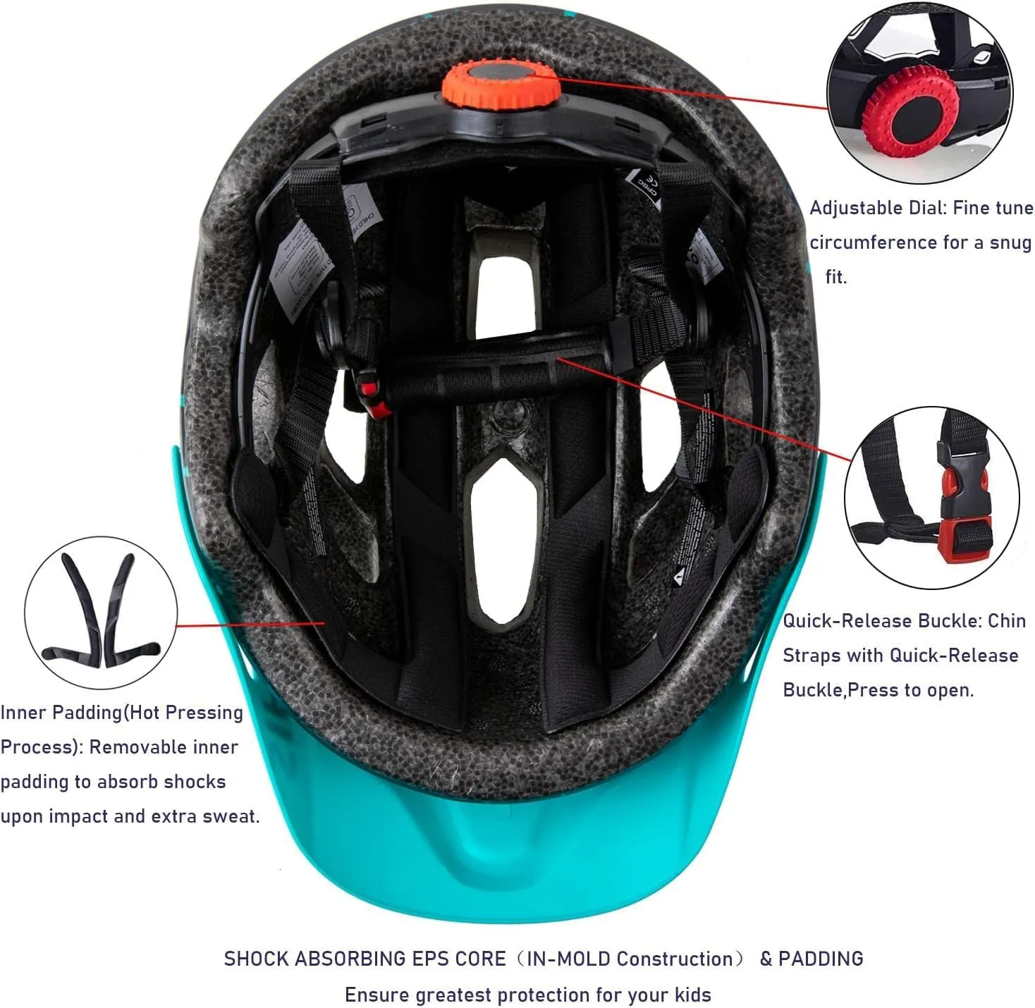 Kids Helmet, SIFVO Kids Bike Helmet Boys and Girls Bike Helmet with Cool Visor Helmet for Kids 5-14, Kids Bike Helmets Youth Bike Helmet Adjustable & Lightweight 50-57cm