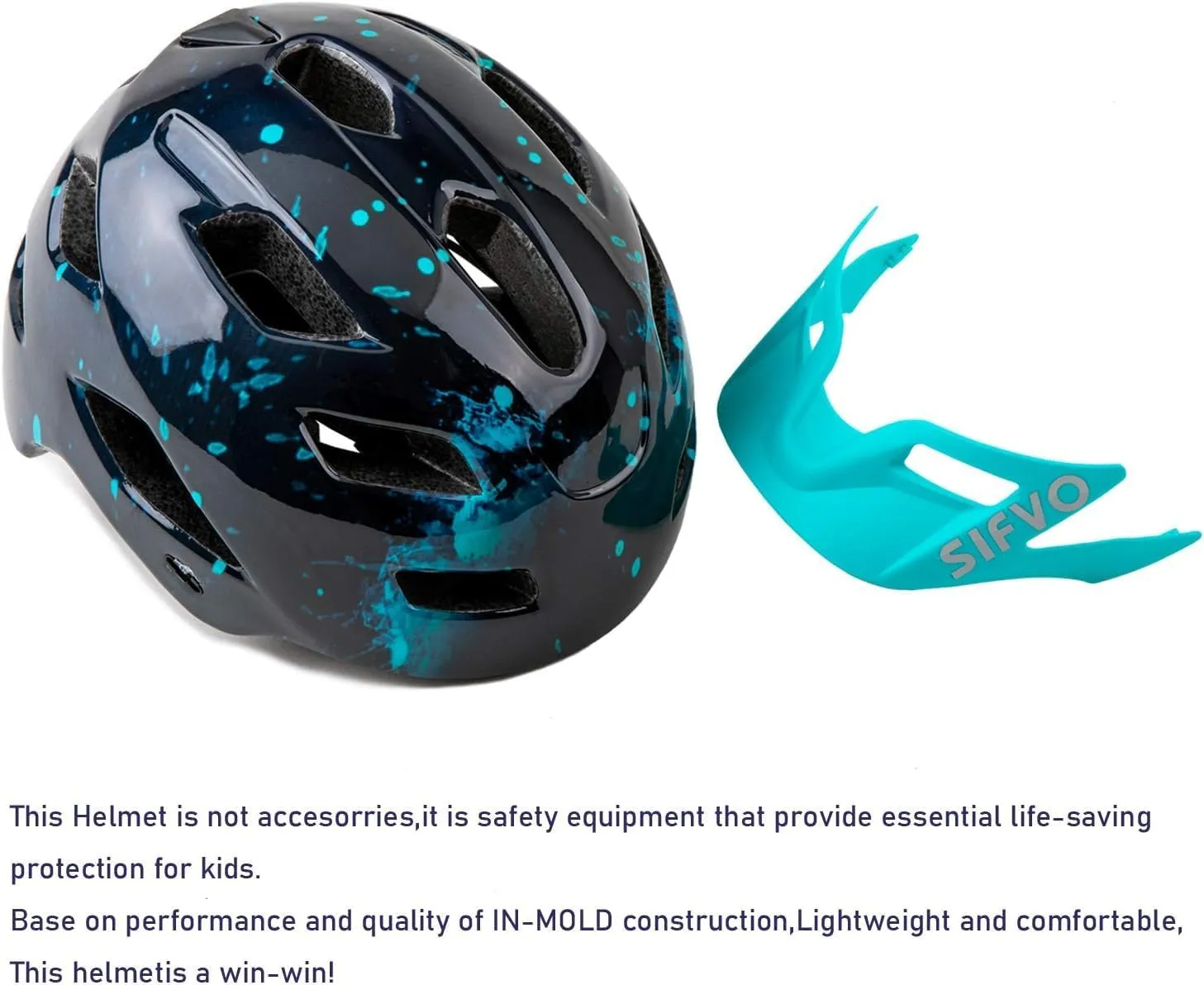 Kids Helmet, SIFVO Kids Bike Helmet Boys and Girls Bike Helmet with Cool Visor Helmet for Kids 5-14, Kids Bike Helmets Youth Bike Helmet Adjustable & Lightweight 50-57cm
