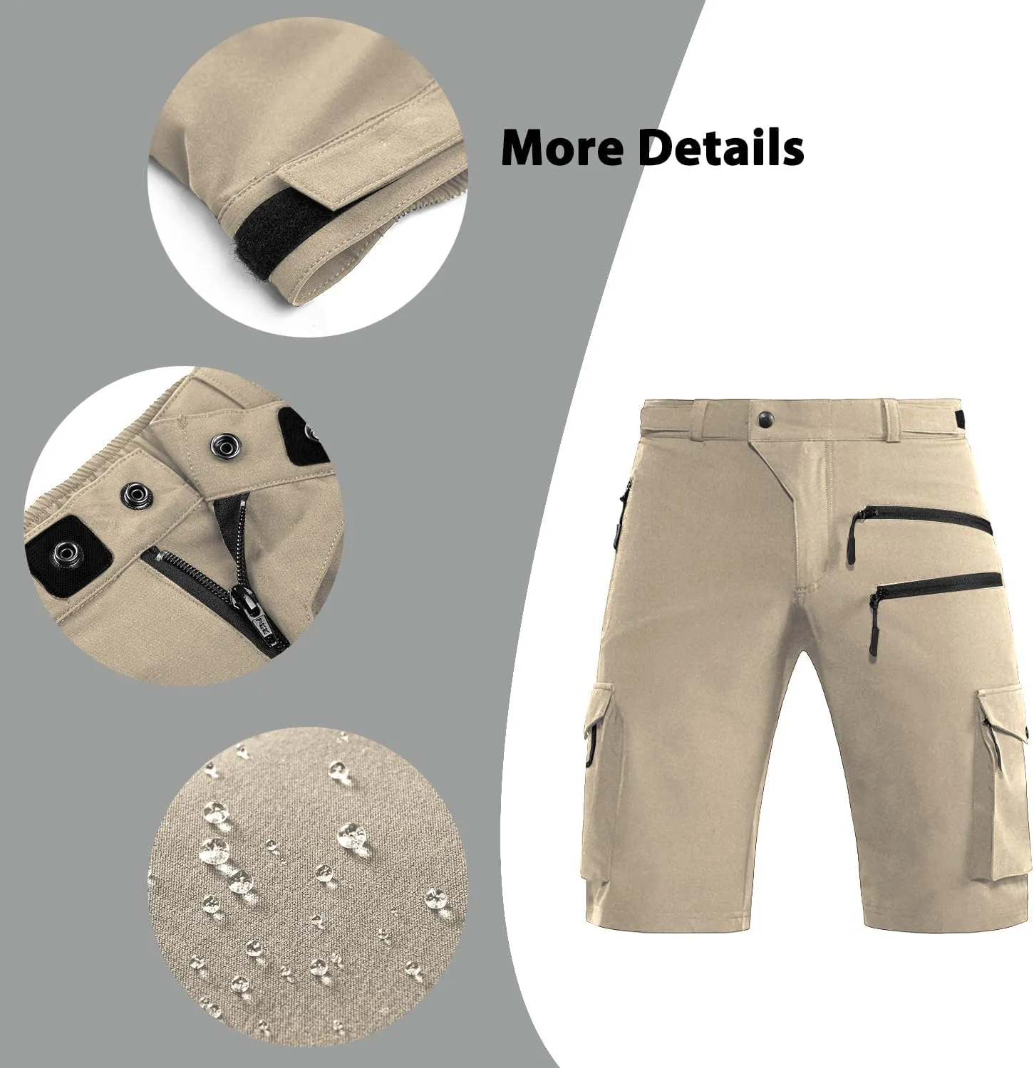 Men's Mountain Bike Shorts Stretch Hiking Cargo Shorts Quick Dry with Zipper Pocket for Bicycle Cycling Casual Golf