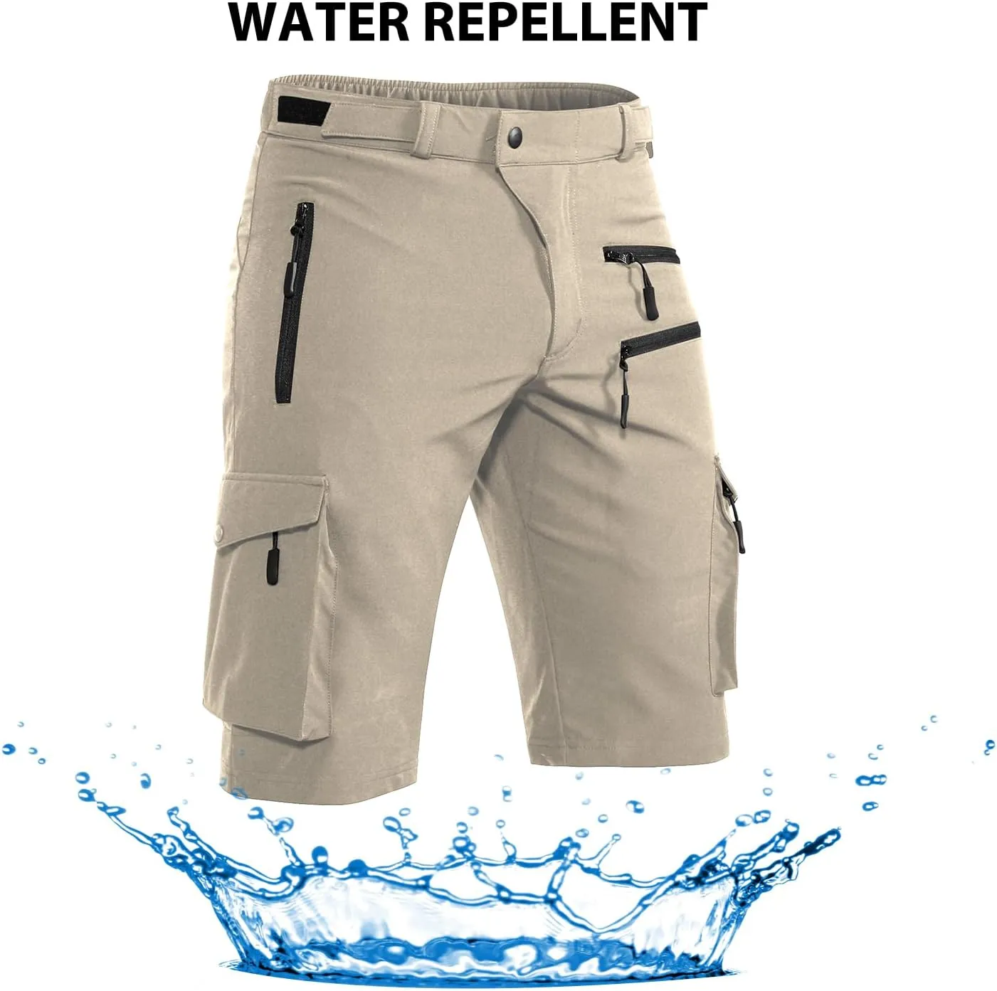 Men's Mountain Bike Shorts Stretch Hiking Cargo Shorts Quick Dry with Zipper Pocket for Bicycle Cycling Casual Golf