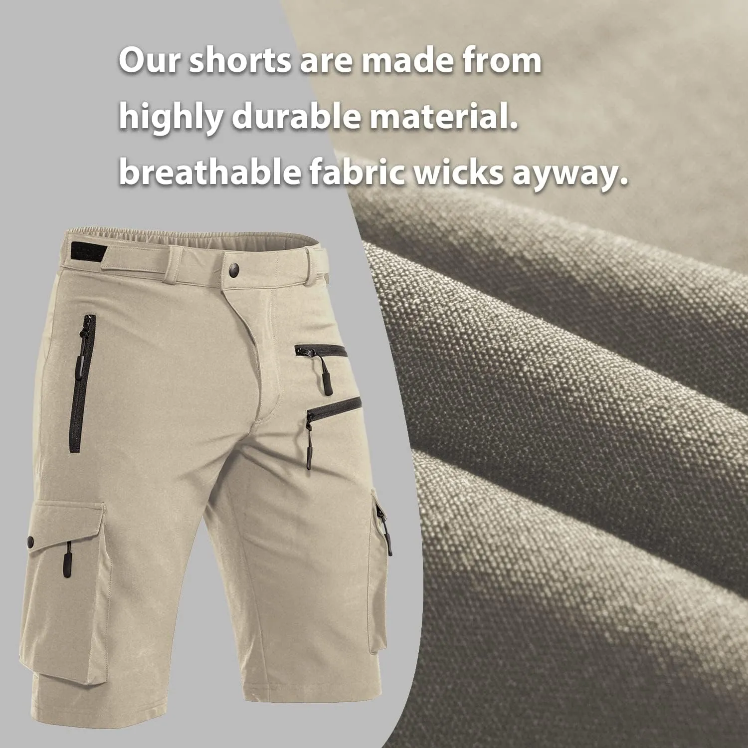 Men's Mountain Bike Shorts Stretch Hiking Cargo Shorts Quick Dry with Zipper Pocket for Bicycle Cycling Casual Golf
