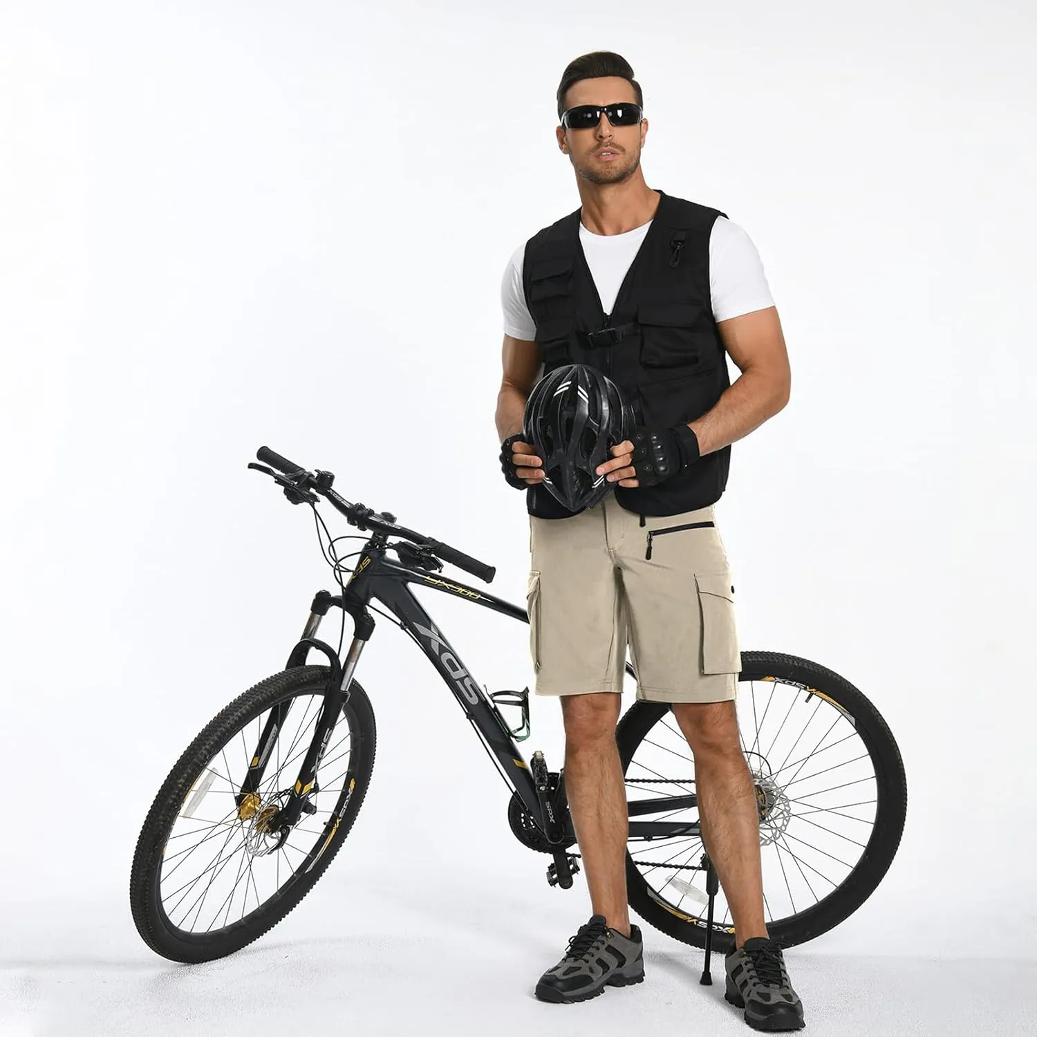 Men's Mountain Bike Shorts Stretch Hiking Cargo Shorts Quick Dry with Zipper Pocket for Bicycle Cycling Casual Golf