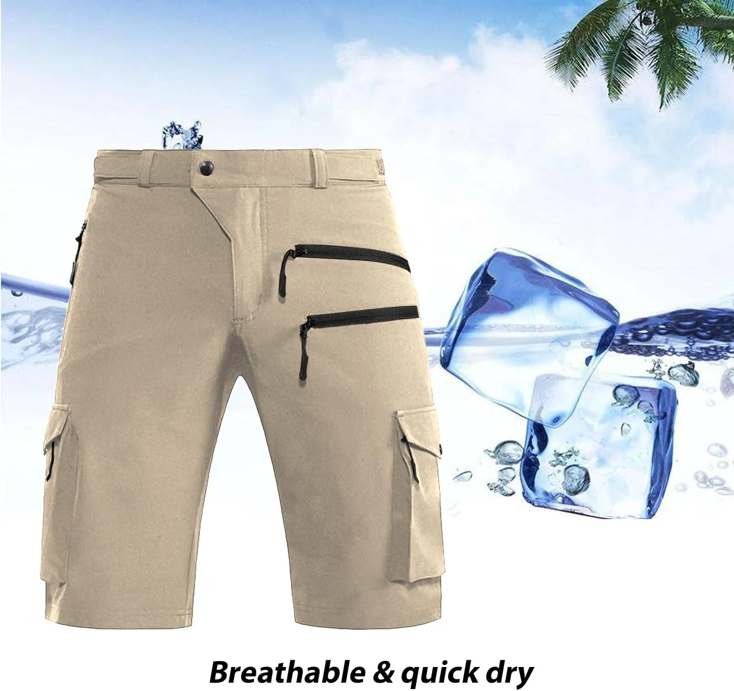 Men's Mountain Bike Shorts Stretch Hiking Cargo Shorts Quick Dry with Zipper Pocket for Bicycle Cycling Casual Golf