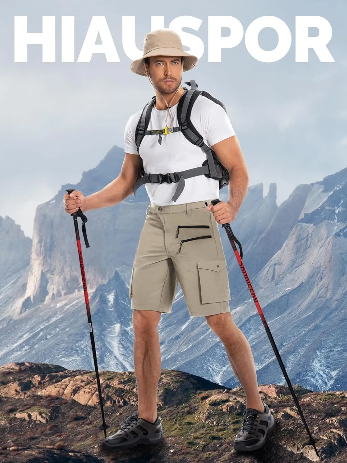 Men's Mountain Bike Shorts Stretch Hiking Cargo Shorts Quick Dry with Zipper Pocket for Bicycle Cycling Casual Golf