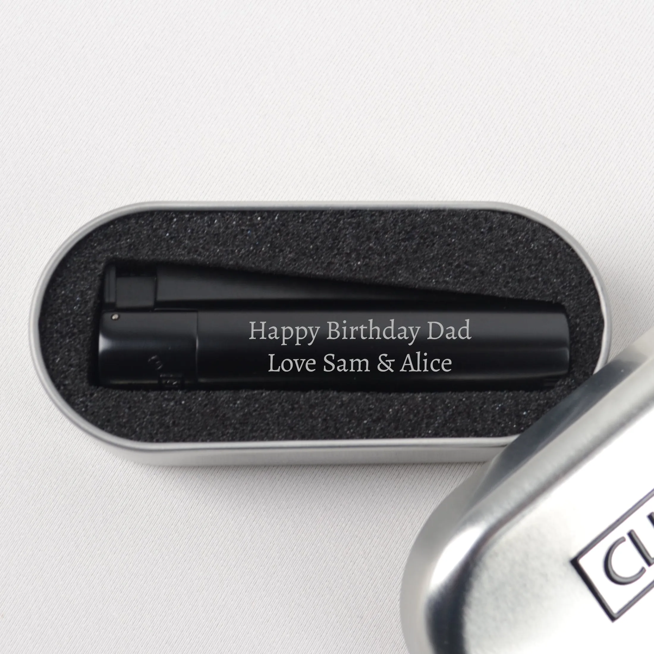 Personalised Black Jet Lighter Any 2 Line Message