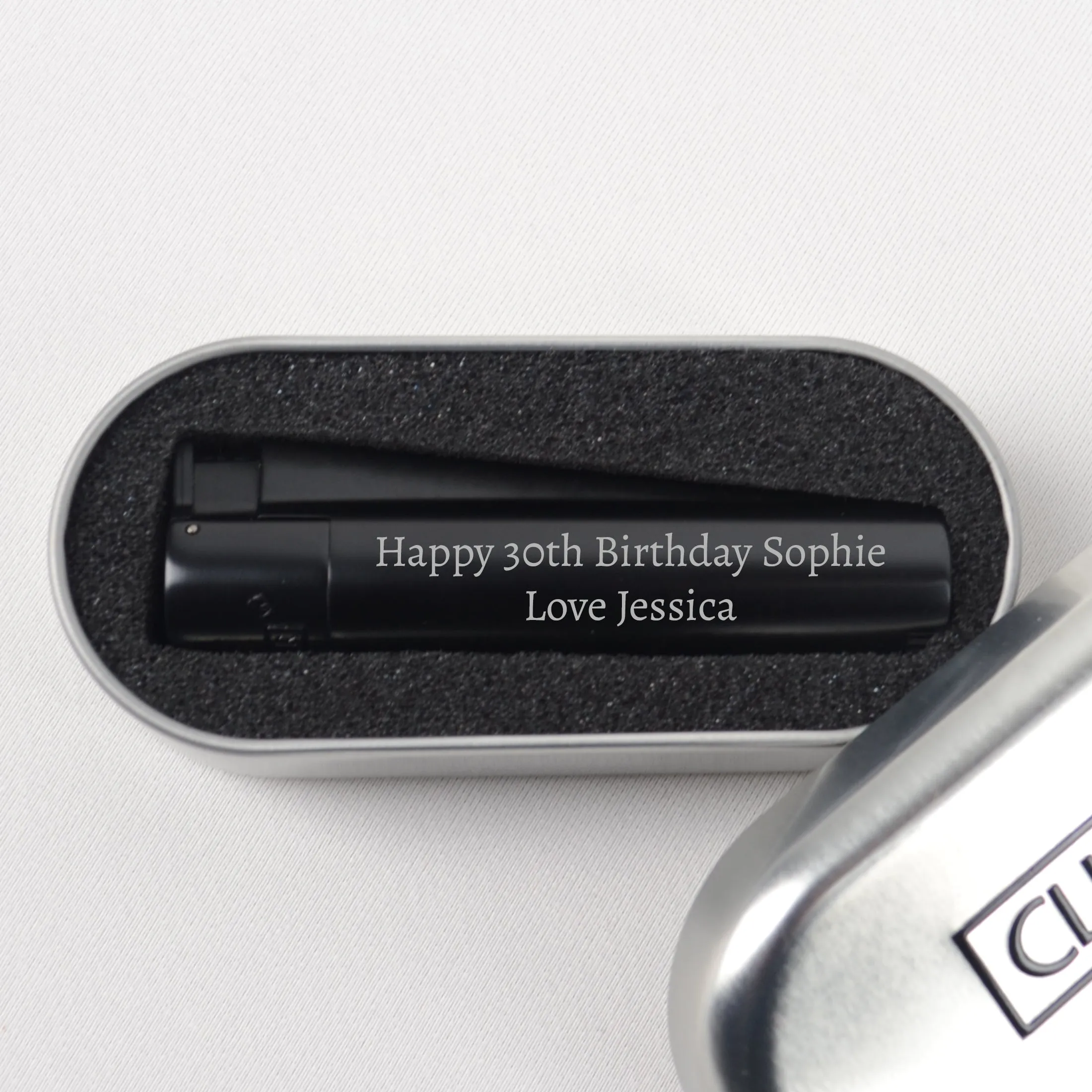 Personalised Black Jet Lighter Any 2 Line Message
