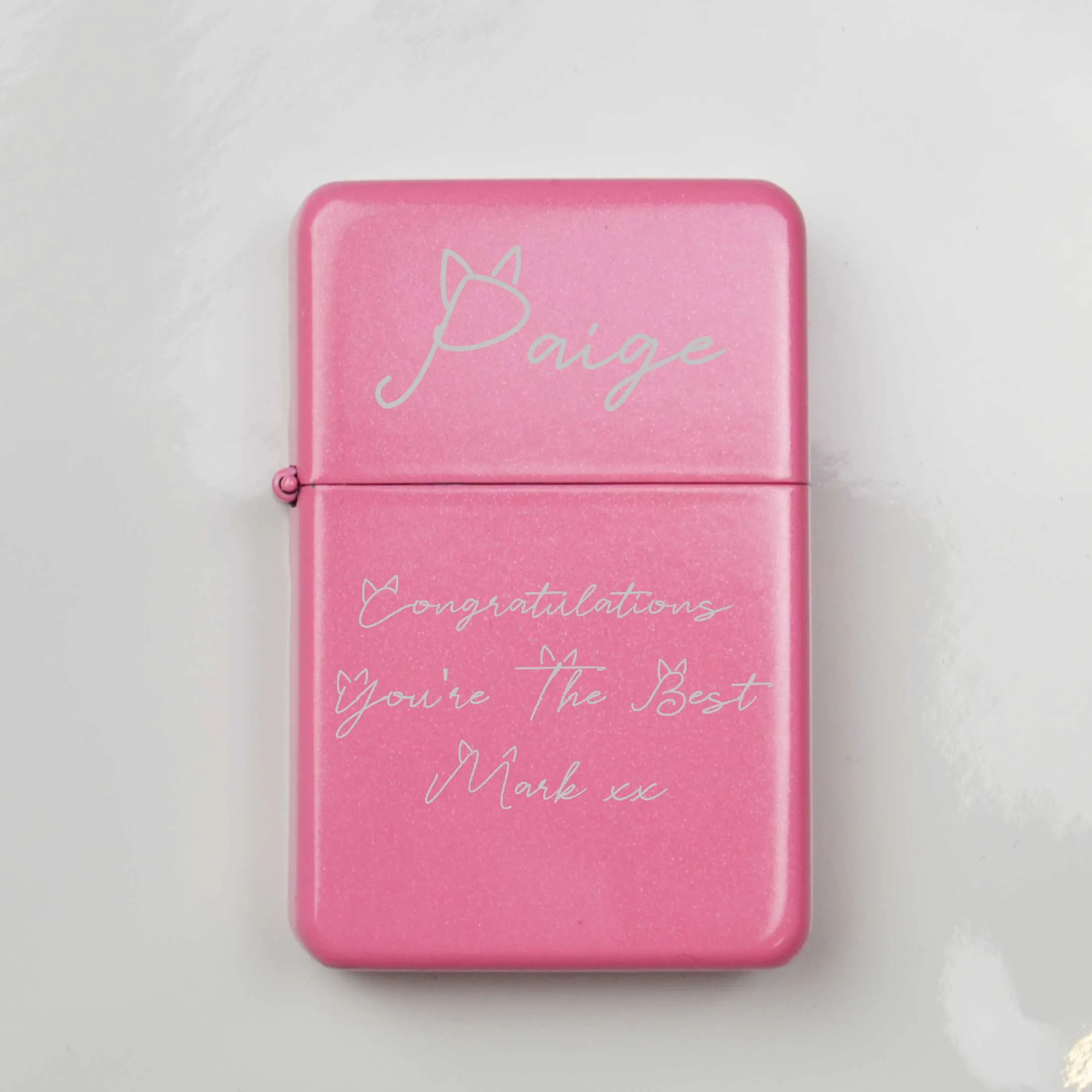 Personalised Pink Lighter Cat Lover Gift Custom Lighter