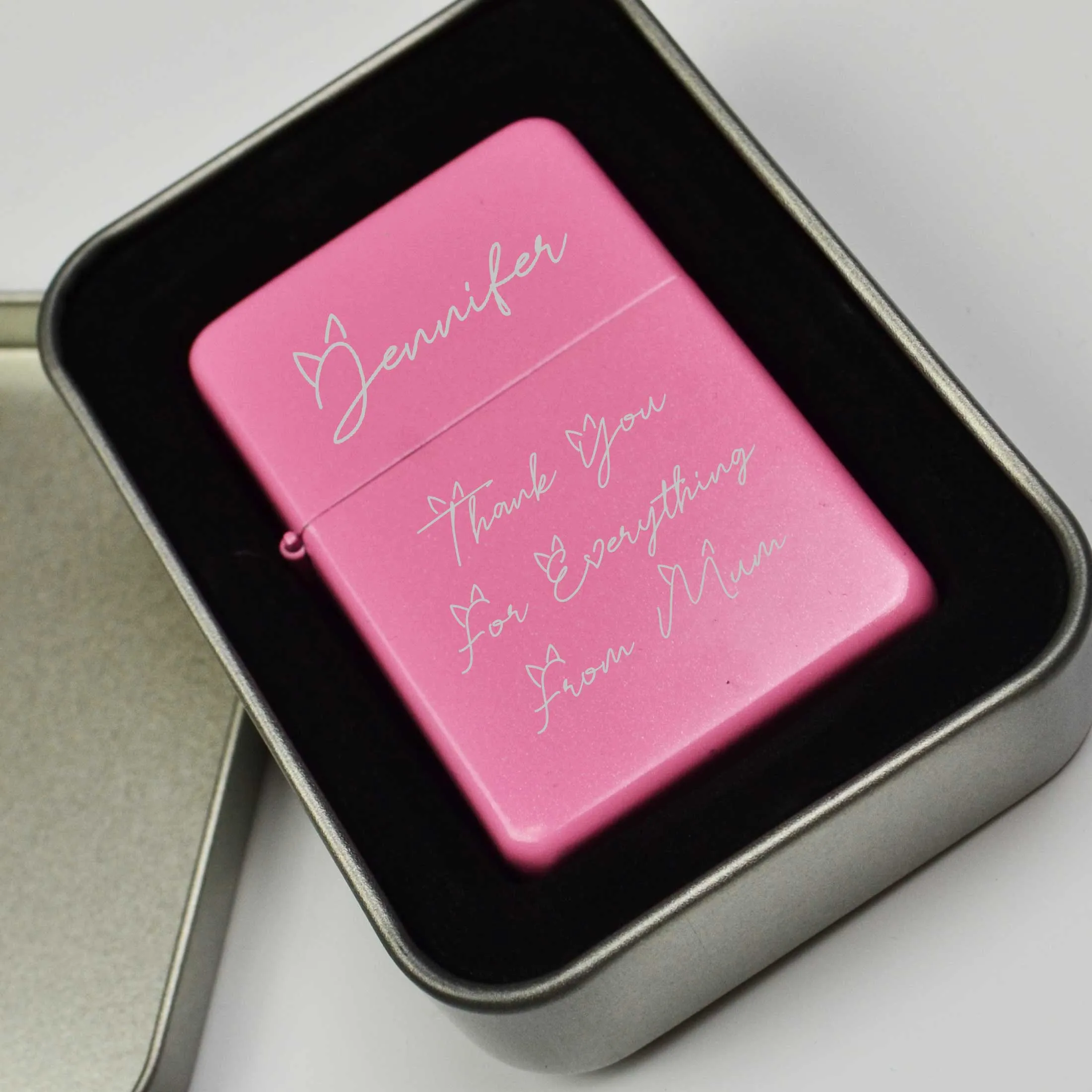 Personalised Pink Lighter Cat Lover Gift Custom Lighter