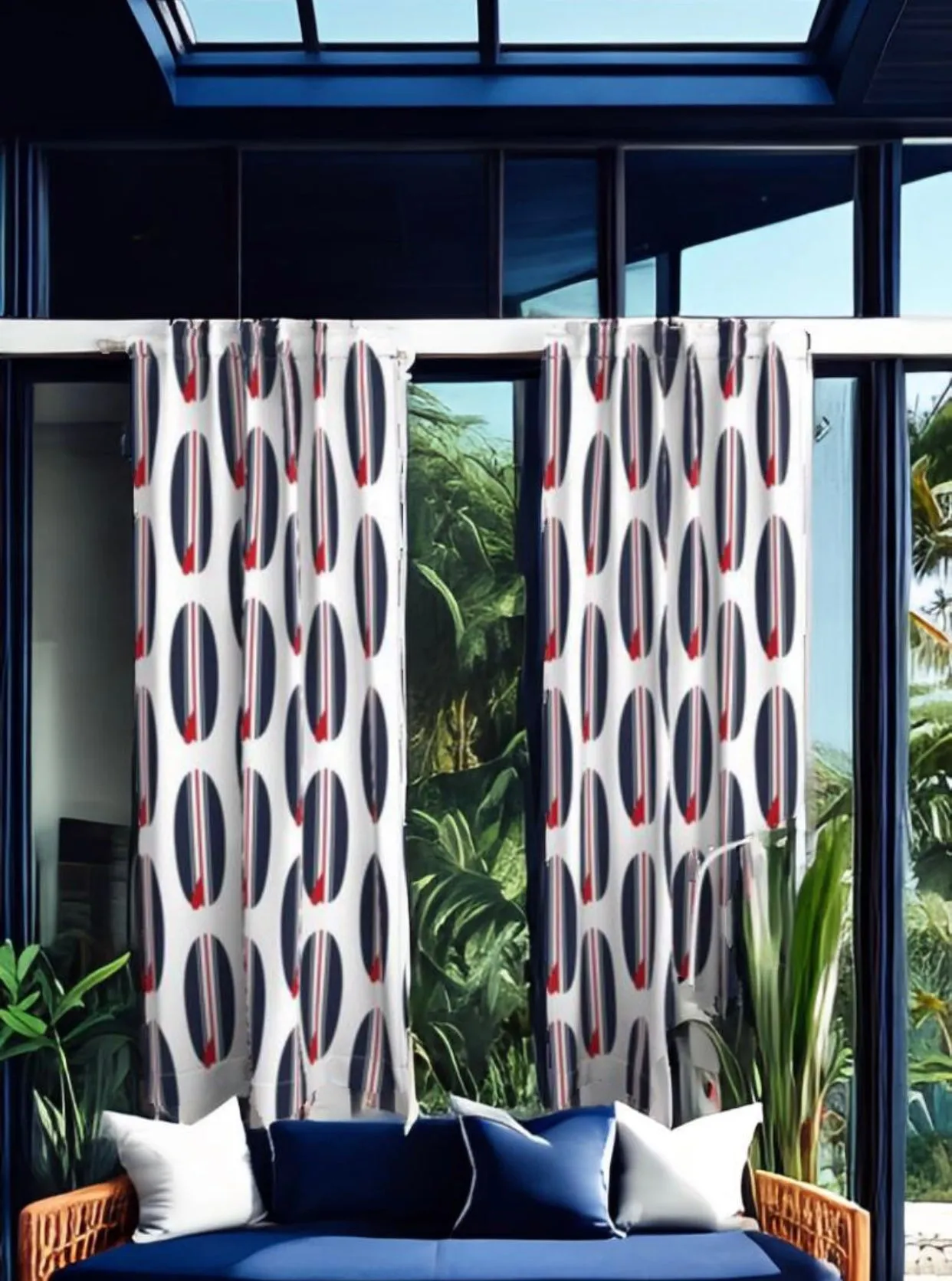 Red, White and Blue Classic Surfboards Window Curtains -Biggie Size