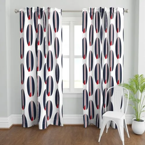 Red, White and Blue Classic Surfboards Window Curtains -Biggie Size