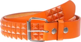 Snap On Punk Rock Star Pyramid Studded Checker Board Leather Belt