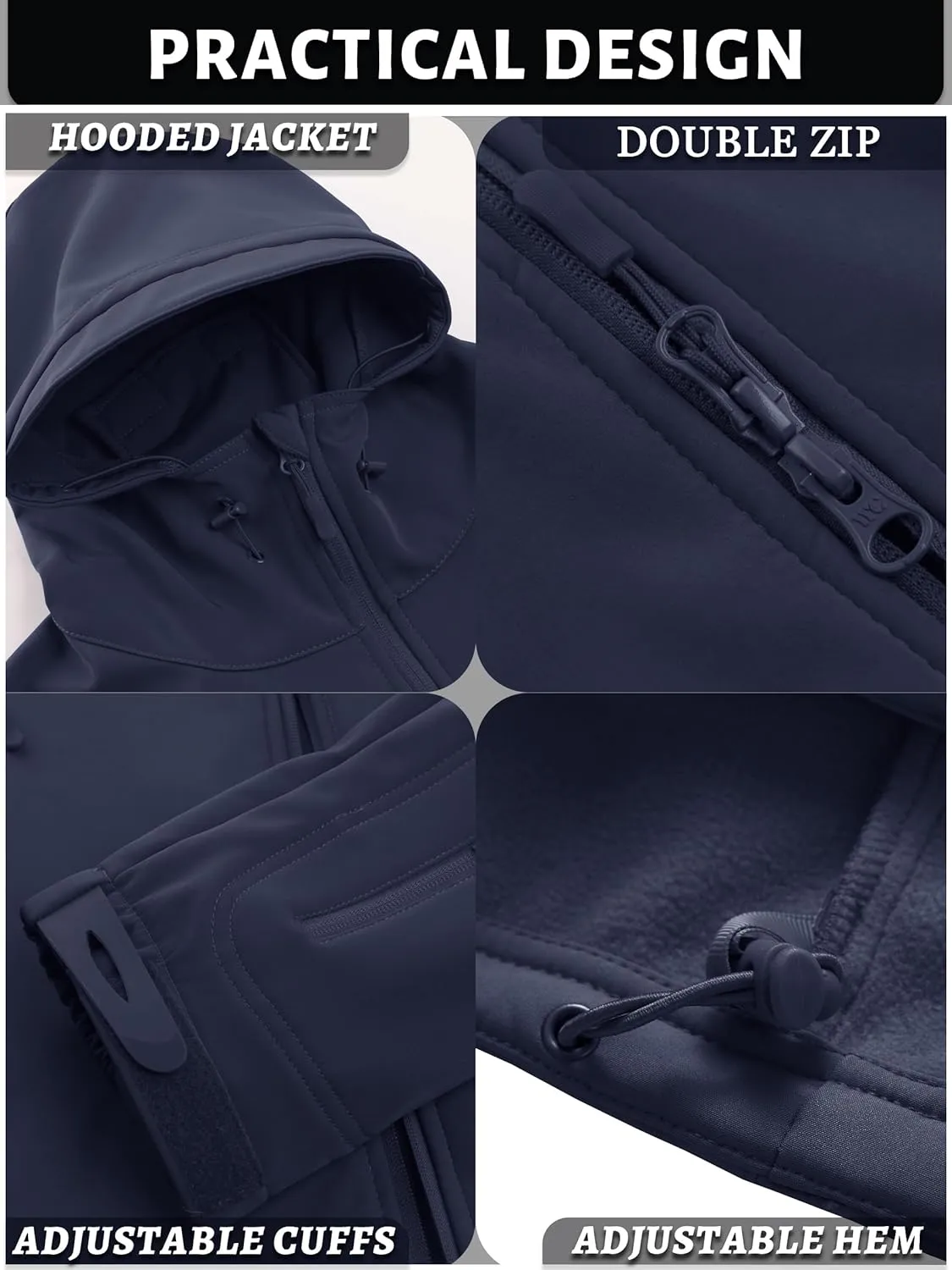 TACVASEN Men's Special Ops Military Tactical Rain Jackets Winter Warm Fleece Softshell Hooded Raincoat Snowboard