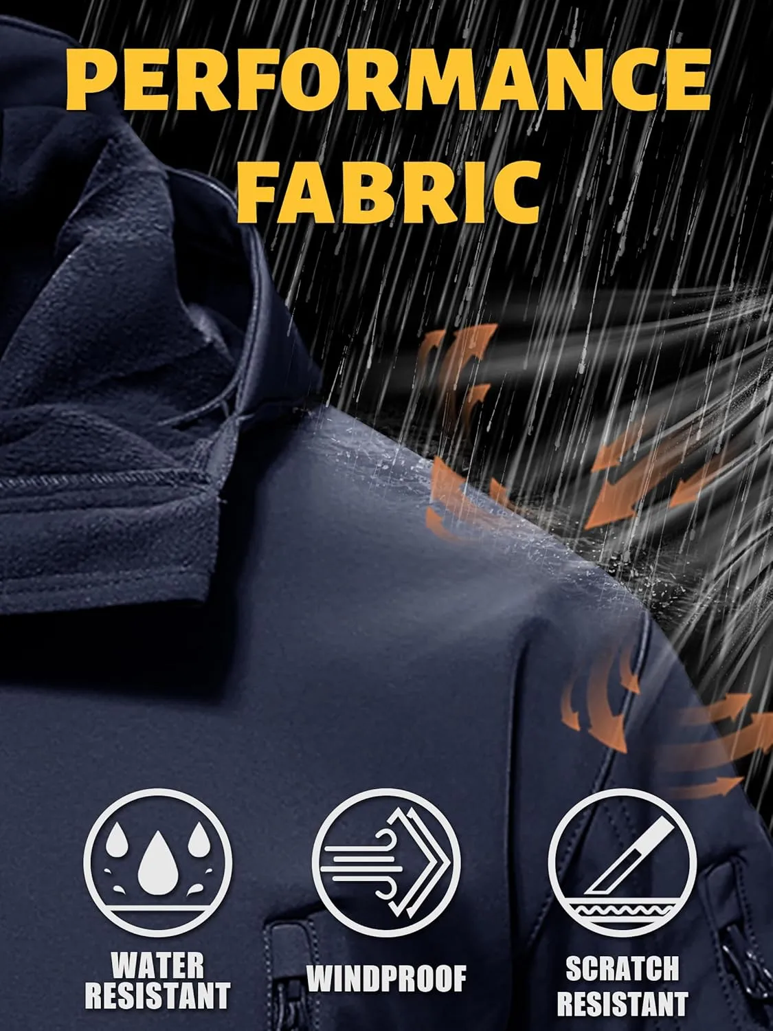 TACVASEN Men's Special Ops Military Tactical Rain Jackets Winter Warm Fleece Softshell Hooded Raincoat Snowboard