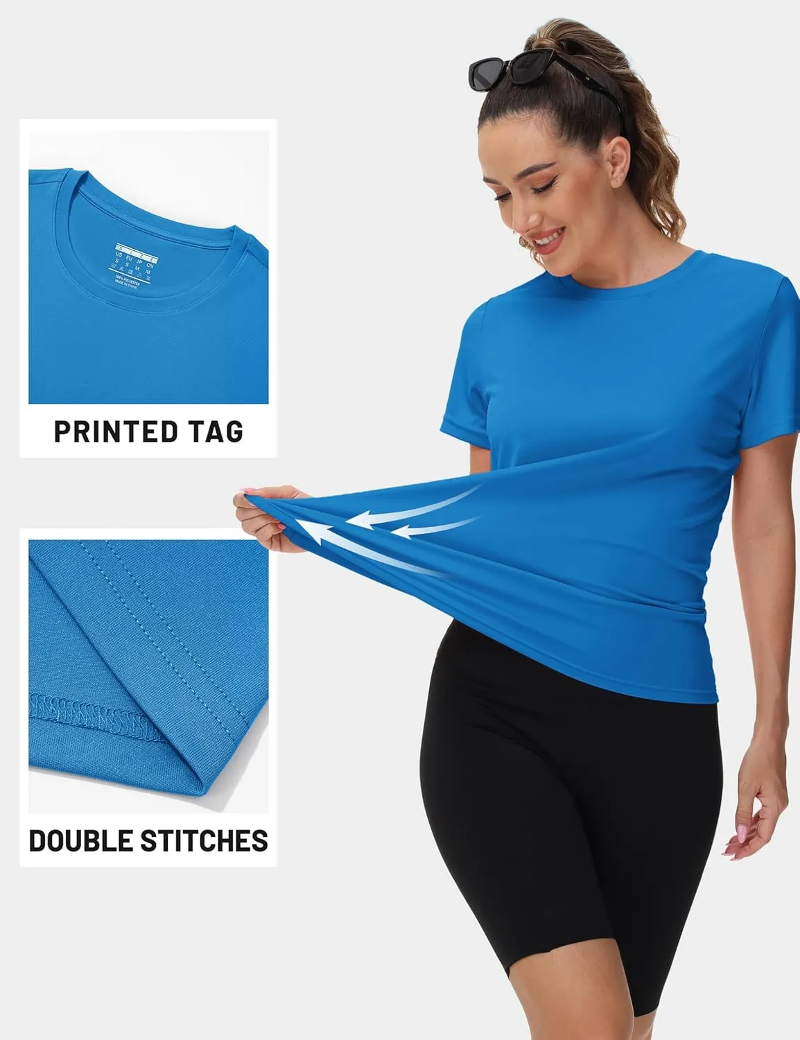 TACVASEN Short Sleeve Shirts for Women Athletic Workout Tops UPF 50  Sun Protection Quick Dry Running T-Shirts