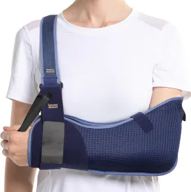 VELPEAU Arm Sling Shoulder Immobilizer for Women and Men, fit Left or Right Arm - Rotator Cuff Support Brace -Medical Sling for Shoulder, Clavicle, Elbow Injury (Breathable type, Large: Bust 33.5-41)