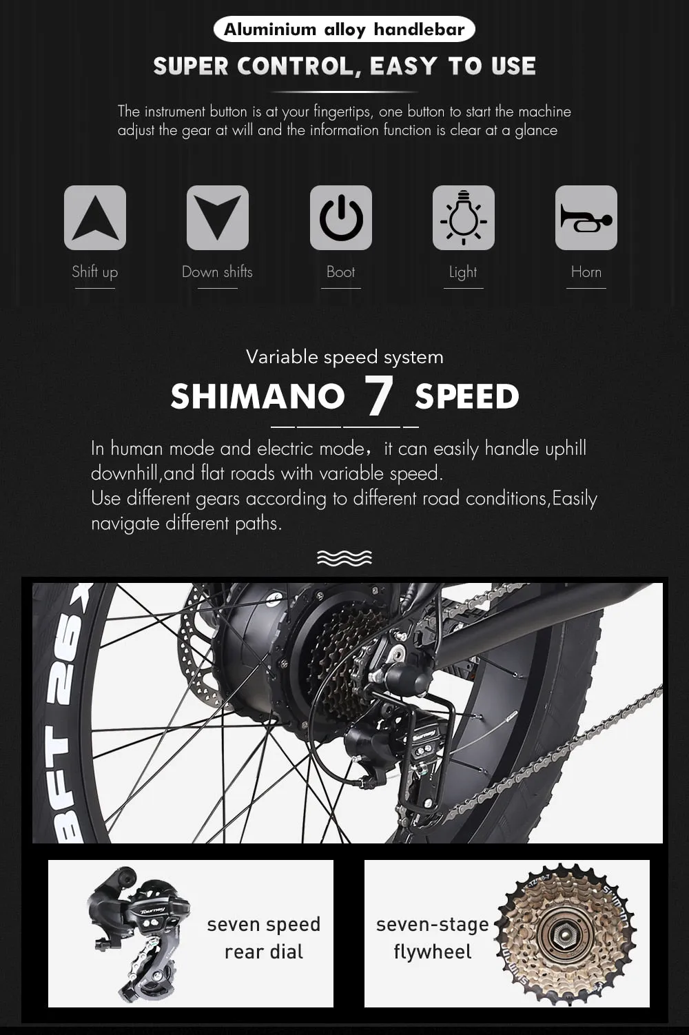 Zpao Electric Folding Mountain Bike 1000w 26 Inch Fat Snow Tire