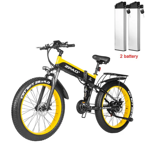 Zpao Electric Folding Mountain Bike 1000w 26 Inch Fat Snow Tire
