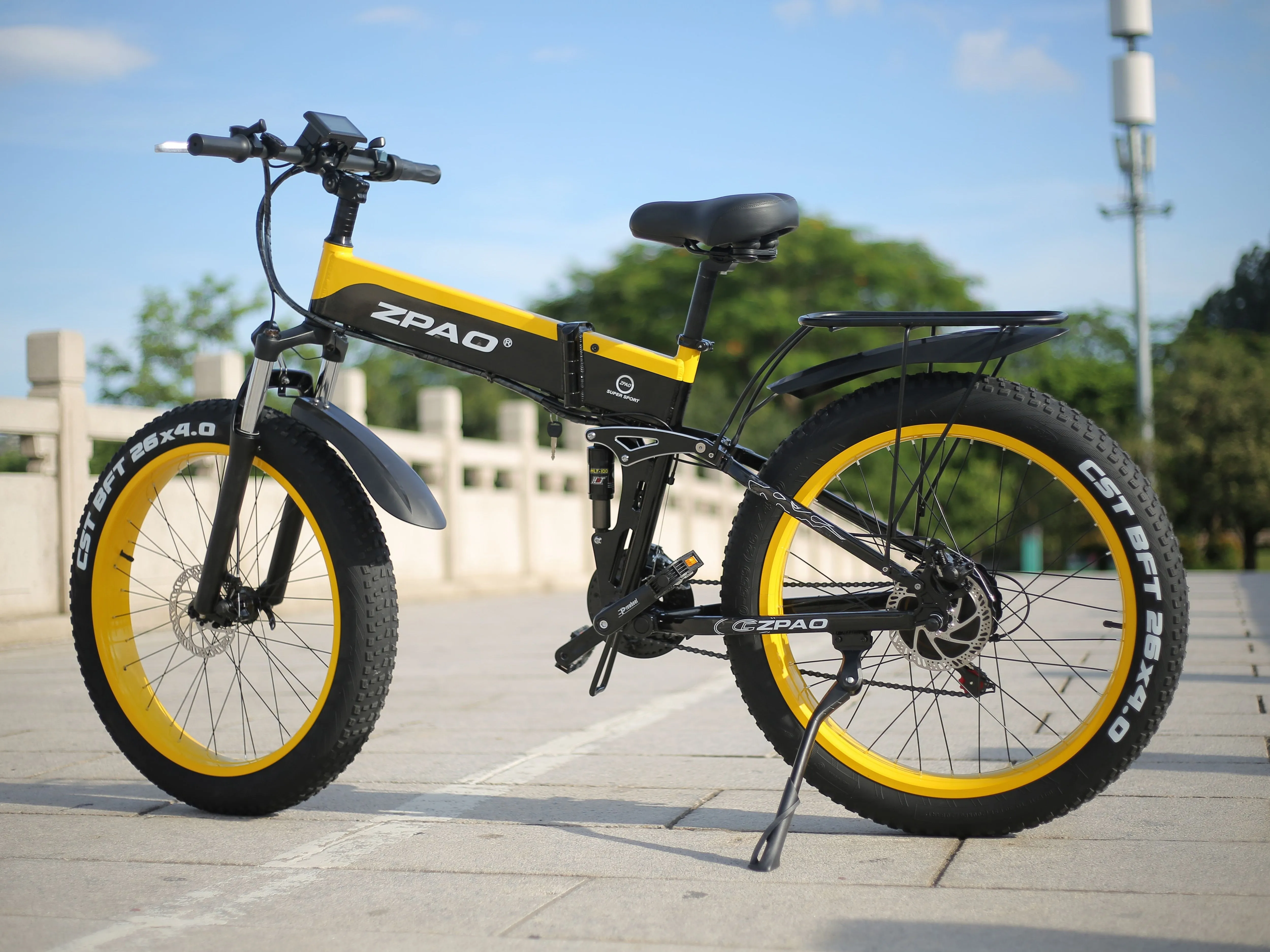 Zpao Electric Folding Mountain Bike 1000w 26 Inch Fat Snow Tire