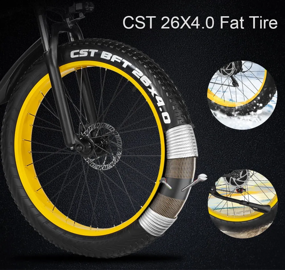 Zpao Electric Folding Mountain Bike 1000w 26 Inch Fat Snow Tire