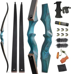 ZSHJGJR 60 Black Hunter Original Recurve Bow for Adults American Hunting Longbow Archery Bow 20-60lbs Right Handed for Archery Hunting Shooting Practice