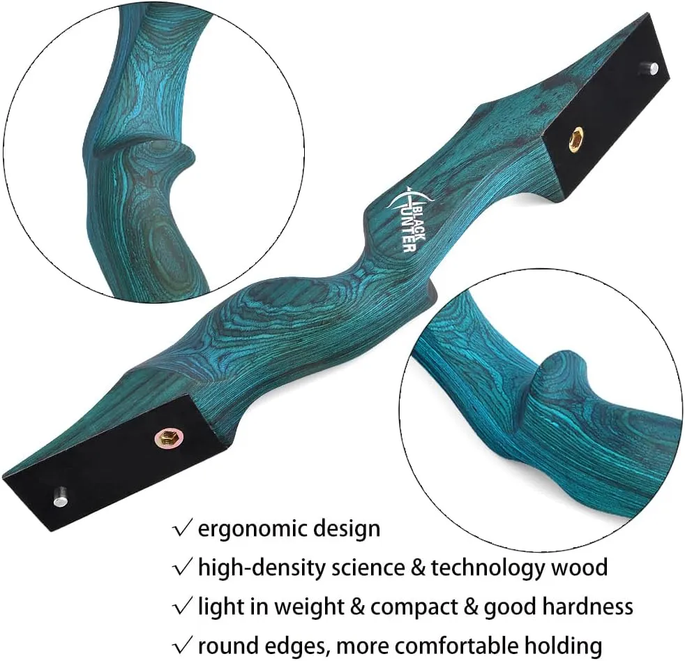 ZSHJGJR 60 Black Hunter Original Recurve Bow for Adults American Hunting Longbow Archery Bow 20-60lbs Right Handed for Archery Hunting Shooting Practice