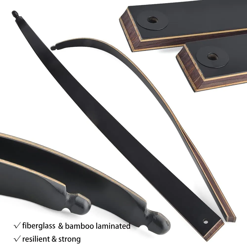 ZSHJGJR 60 Black Hunter Original Recurve Bow for Adults American Hunting Longbow Archery Bow 20-60lbs Right Handed for Archery Hunting Shooting Practice